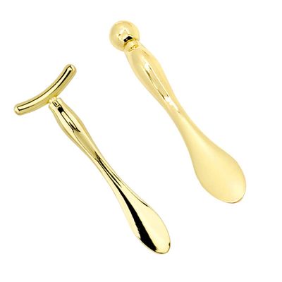 2pcs Eye Massager Beauty Tools Metal Skincare Mask Scoop Eye Spoon Wrinkle Eye Roller Jade Roller for face Facial Cream Spoon Spatula for Skincare Noodle Spoon Cosmetic