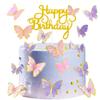 100Pcs Butterfly Cake Topper, Butterfly Cupcake Topper, Butterfly Cake Decorations, Cake Topper, Birthday Anniversary Decor, Party Decorations for Women Girls, Mixed Size (Pink Purple Gold) view 1