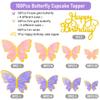 100Pcs Butterfly Cake Topper, Butterfly Cupcake Topper, Butterfly Cake Decorations, Cake Topper, Birthday Anniversary Decor, Party Decorations for Women Girls, Mixed Size (Pink Purple Gold) view 4