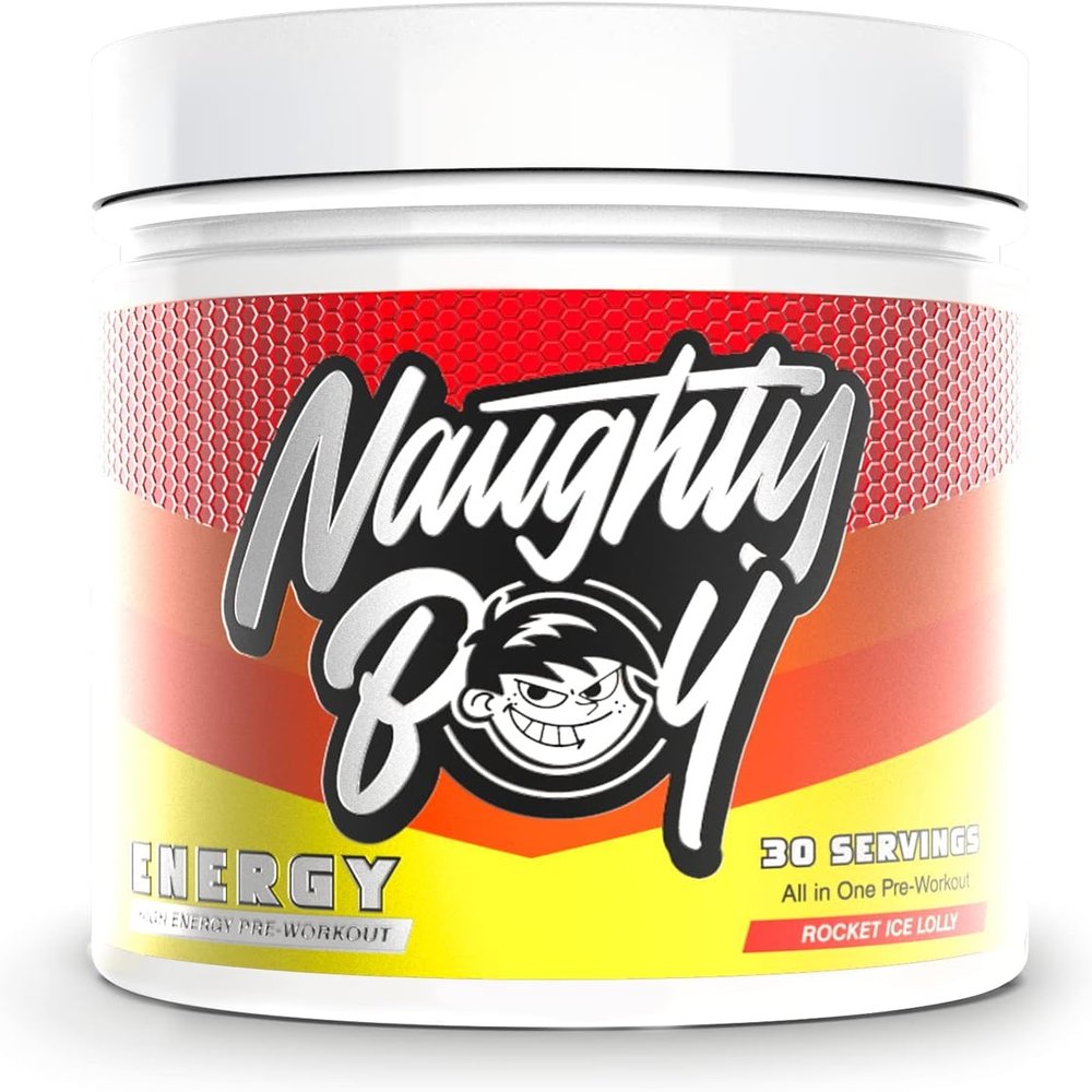 NaughtyBoy Energy Pre-Workout Powder - Rocket Ice Lolly, 30 Servings, All-in-One Pump, Performance & Focus Formula, 200mg Caffeine,Transparent Formula