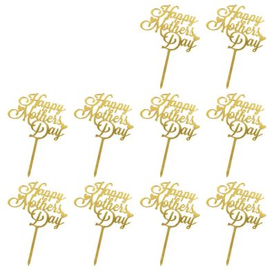 10Pcs Cake Decoration Acrylic Cake Topper Happy Mother's Day Party Cake Topper for Theme Birthday Party Decor