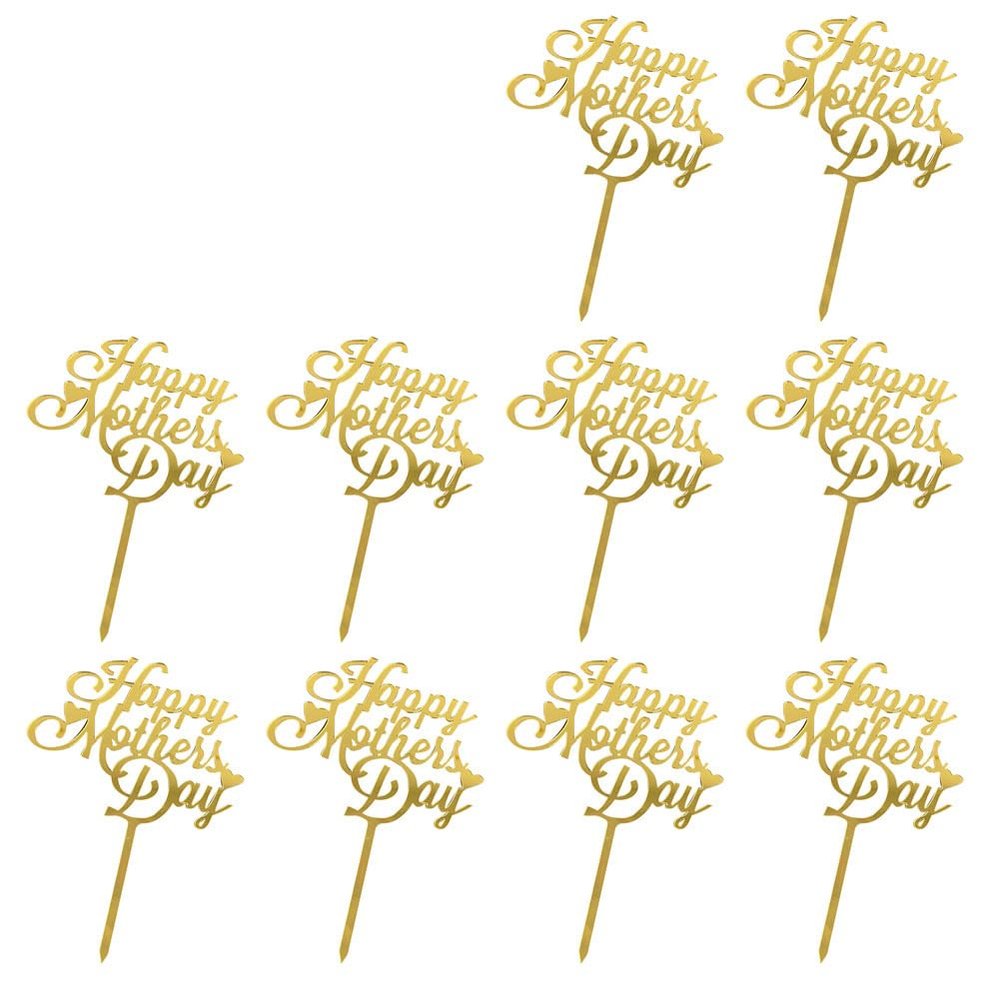 10Pcs Cake Decoration Acrylic Cake Topper Happy Mother's Day Party Cake Topper for Theme Birthday Party Decor