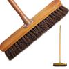 18 Stiff broom Natural Bassine Hard Bristle Outdoor Broom with Wooden Handle Cleaning Brush for Patios and Deck Cleans Dirt Perfect for Artificial Grass Brush and Industrial Cleaning (Pack of 1) view 1