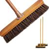 18 Stiff broom Natural Bassine Hard Bristle Outdoor Broom with Wooden Handle Cleaning Brush for Patios and Deck Cleans Dirt Perfect for Artificial Grass Brush and Industrial Cleaning (Pack of 2) view 1