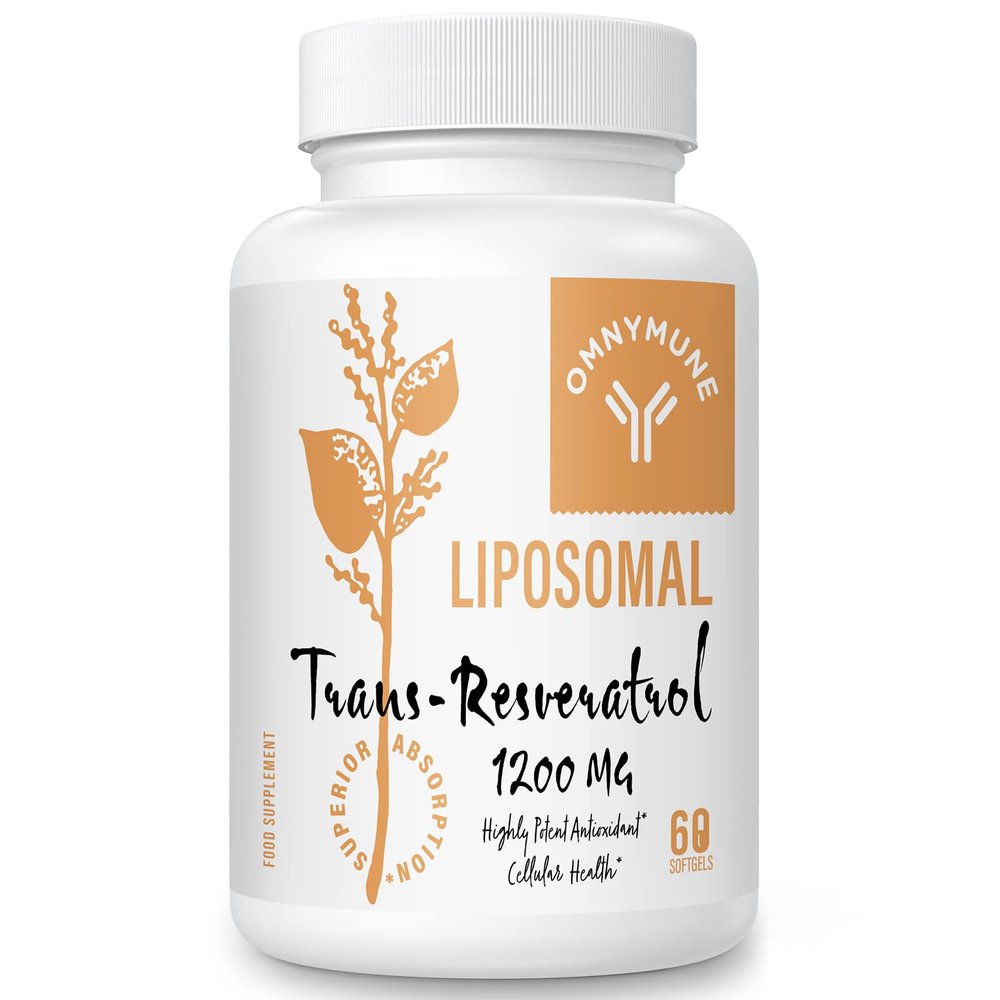 Liposomal Trans-Resveratrol 1200mg per Serving High Absorption, 98% Purity from Japanese Knotweed Antioxidant, Longevity & Immunity 60 Softgels