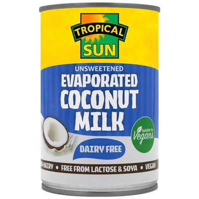 2 x Tropical Sun Evaporated Coconut Milk (Dairy-Free) 6 x 400ml