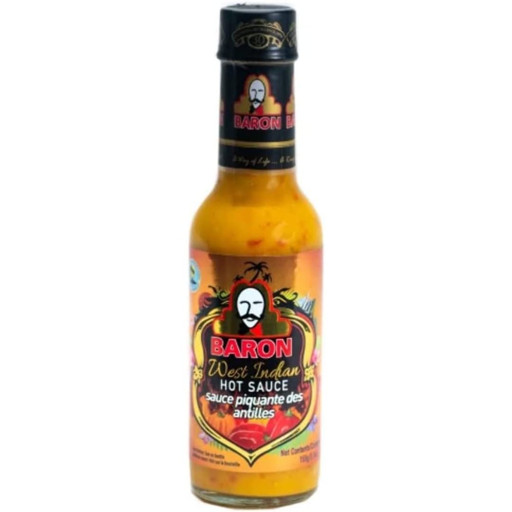 Baron West Indian Hot Sauce  24 x 155g Bottles | Authentic Caribbean Pepper Sauce | Fiery, Flavourful Heat for Marinades, BBQ, Curries & Everyday Cooking