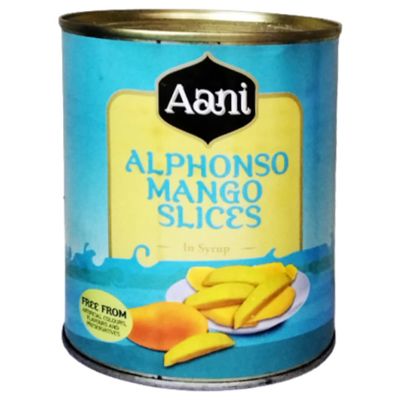 Aani Alphonso Mango Slices in Syrup 12 x 450g | Ready-to-Eat | Perfect for Desserts, Smoothies & Baking | Canned Mango Slices