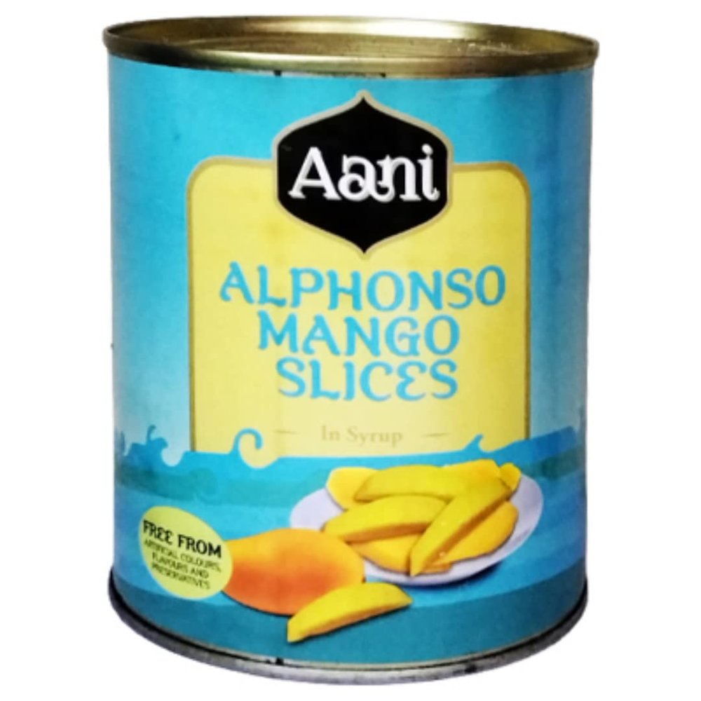Aani Alphonso Mango Slices in Syrup 12 x 450g | Ready-to-Eat | Perfect for Desserts, Smoothies & Baking | Canned Mango Slices