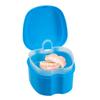 Retainer Case Denture Bath Box Easy Clean with Strainer Basket Portable False Teeth Storage Mouth Guard Denture Holder for Travel Retainer Soaking Cleaning (Light Blue) view 1