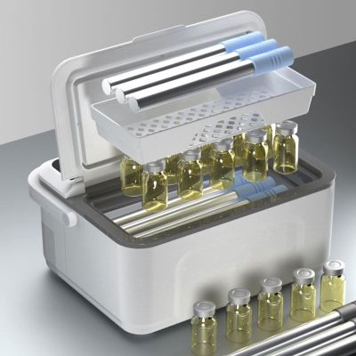 LMAHAP Portable Insulin Cooler Refrigerated Box, USB Mini Medicine Refrigerator, Portable Drug Reefer Mini Drug Constant Temperature Refrigerator, for Car, Travel, Home (Color : 2xBattery)