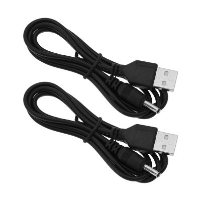 2PCS USB Charger Cable USB to DC 3.5mm Round Hole Charging Cord Compatible with Fairywill Electric Toothbrush Stereo Small Fan Cleanser 5V 1A 1 Meter Black