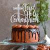 First Holy Communion Cake Topper, Spanish Bapstim, First Communion Decoration, Wedding Christening Baby Shower 1st Birthday Party Decorations Silver Glitter view 3