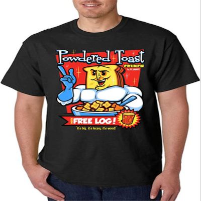 mohai Men's The Ren & Stimpy Show Powdered Toast Crunch Cereal Funny Black XXL