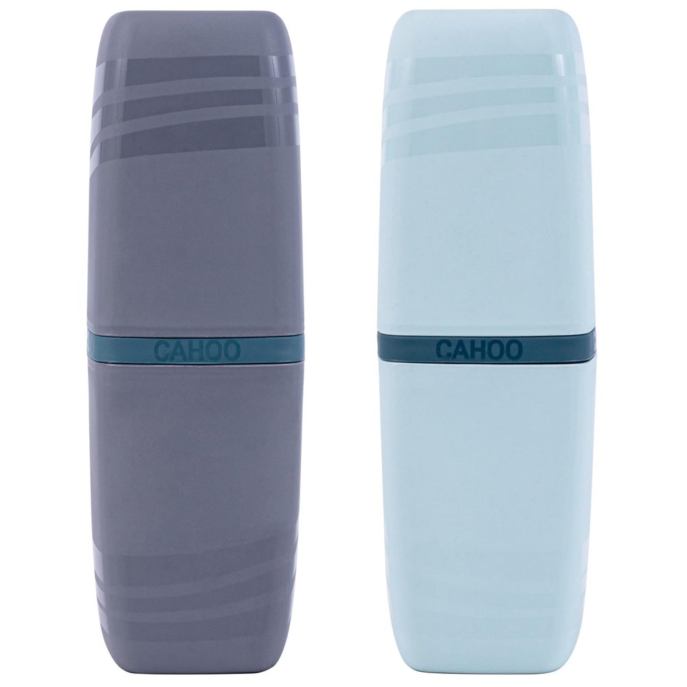 2 Pcs Travel Toothbrush Case and Carrier, Plastic Portable Business Trips Wash Cup Holder Organizer for Trips and Daily Use (Grey+Grey green)