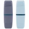 2 Pcs Travel Toothbrush Case and Carrier, Plastic Portable Business Trips Wash Cup Holder Organizer for Trips and Daily Use (Grey+Grey green) view 1