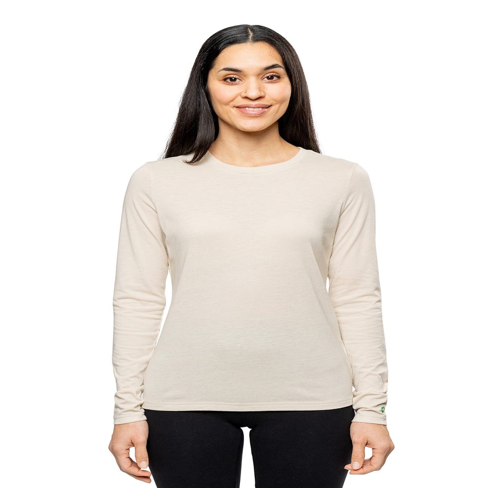 Insect Shield Women's Tri-Blend Long Sleeve T-Shirt, Light Sand, M