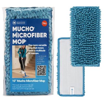 Microfiber Wholesale 10" Mucho Dust Mop Pads - Reusable & Washable Microfiber Mop Heads, 2 Pack - Blue