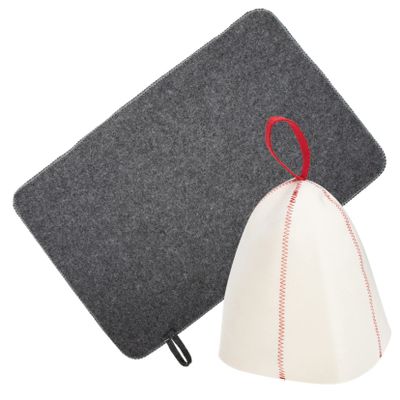 BIUDECO Felt Sauna Hat Thick Felt Sauna Bath Mat 2pcs Set Breathable Head Protection Covers for Men and Women