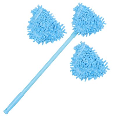 SEWOART Telescopic Triangular Mini Mop 180 Degree Rotating Extendable Handle Flat Household Mop for Tile and Laminate Floors Two Replaceable Chenille Heads Suitable for Bathtub and Glass Cleaning