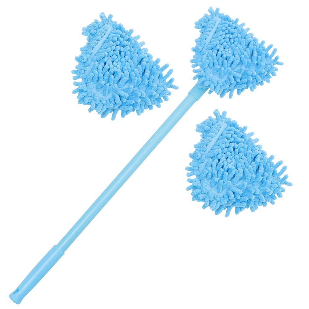 SEWOART Telescopic Triangular Mini Mop 180 Degree Rotating Extendable Handle Flat Household Mop for Tile and Laminate Floors Two Replaceable Chenille Heads Suitable for Bathtub and Glass Cleaning