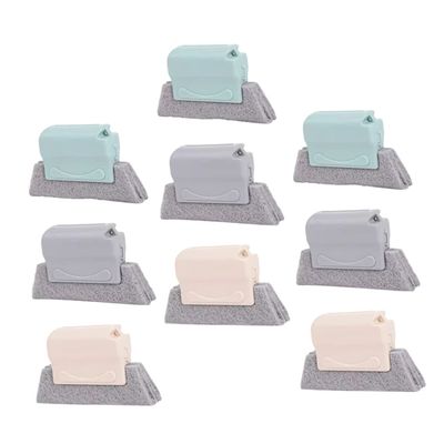 SEWOART 9pcs Window Groove Cleaning Brushes Multipurpose Gap and Track Scrubbers for Door and Window Slots in Blue, Beige, and Grey Household Cleaning Tools