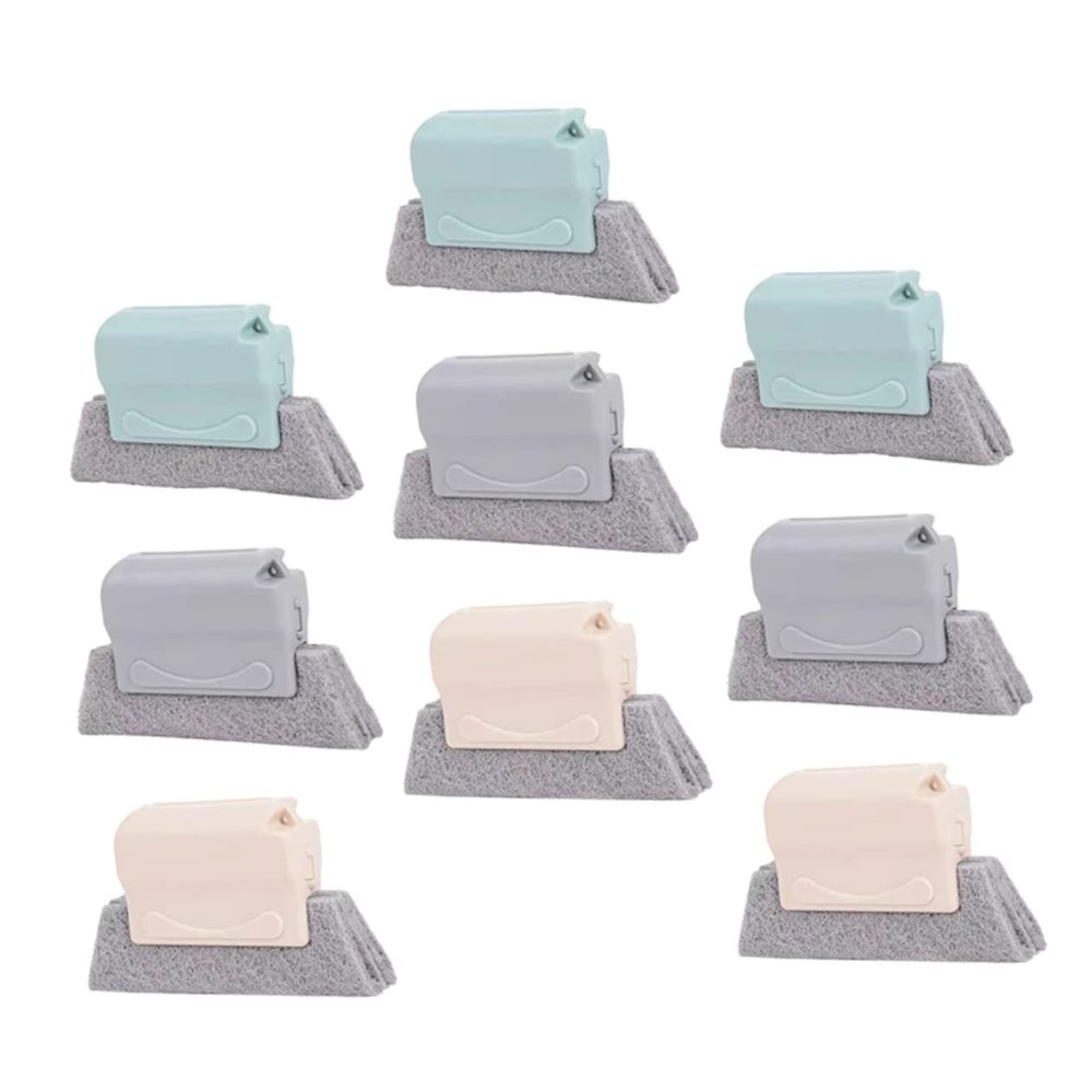 SEWOART 9pcs Window Groove Cleaning Brushes Multipurpose Gap and Track Scrubbers for Door and Window Slots in Blue, Beige, and Grey Household Cleaning Tools