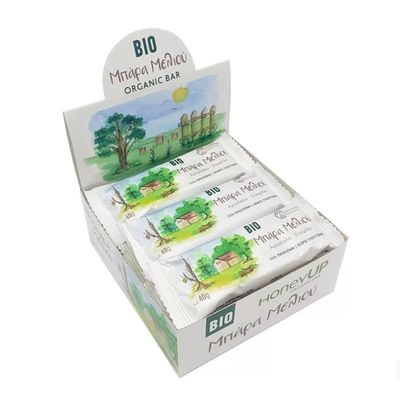 HoneyUP Organic Honey Bar with Almonds and Raisins 40g, Display Box with 9 Bars x 40 g (Total: 9 bars)