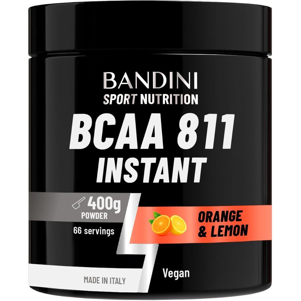 Bandini BCAA 8 1 1 Powder 400gr 100% Vegan | BRANCHED Amino ACIDS in Flavoured Powder with 8:1:1 Ratio - BCAAs 8.1.1 Aminoacids for Gym and Sports Pre Intra & Post Workout | Orange and Lemon Flavour