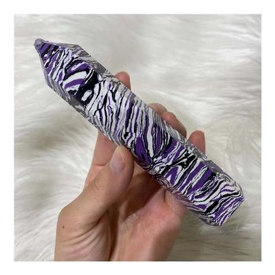 ESBANT Natural Purple Zebra Stone Crystal Spire Quartz Obelisk Wand Stone Room Decoration Home Gemstone Gift Aquarium Household (Size : 1000g)