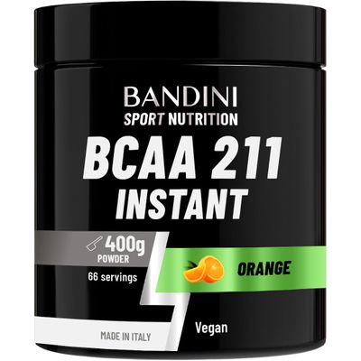 Bandini BCAA 211 Powder 400g - 66 Servings - Branched Chain Amino Acids BCAAs 2:1:1 Supplement - Pre & Intra Workout, Recovery Energy Drink with L Leucine, L Isoleucine, L Valine - 100% Vegan, Orange