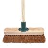 10 Soft Broom Natural Coco Bristles Cleaning Brush with Wooden Handle Durable Support Bracket Sweeping Brush Indoor for Cleaning Wooden Floor, Patios, Garage, Decking & Paving Slabs (Pack of 1) view 1