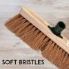 10 Soft Broom Natural Coco Bristles Cleaning Brush with Wooden Handle Durable Support Bracket Sweeping Brush Indoor for Cleaning Wooden Floor, Patios, Garage, Decking & Paving Slabs (Pack of 1) view 2