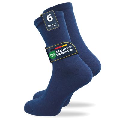 GAWILO Women's Vein Socks (6 Pairs) | Without Elastic Waistband & Without Seam | Vein Friendly, Opaque Wellness Socks | Suitable for Diabetics, blue, 35-38