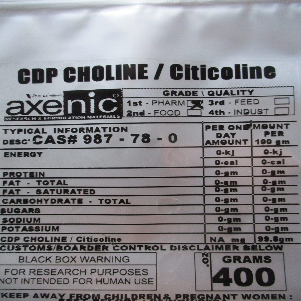 400 Grams CDP Choline/CITICOLINE 99.8% Powder CAS # 987-78 - 00
