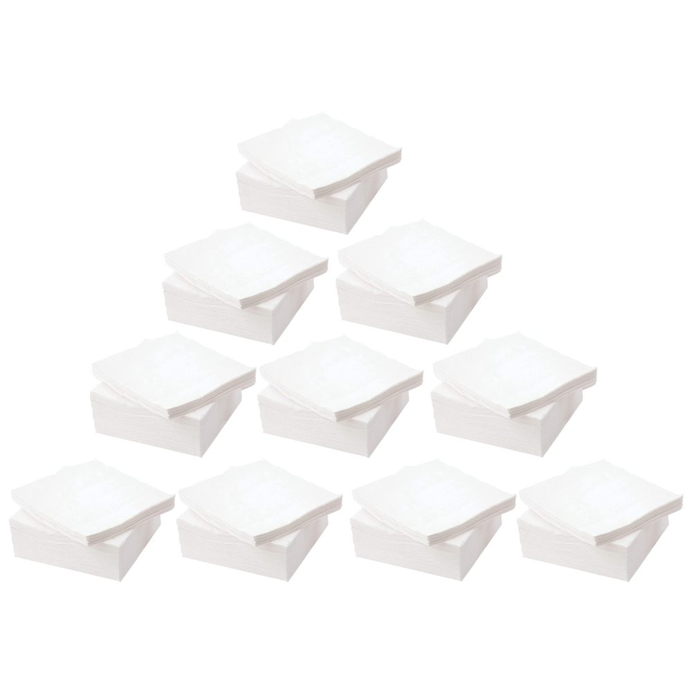 1000 Sheets- Soft Serviette Napkins, 1Ply Square Tissue, White Cocktail Napkins, Kitchen Towels 29 x 29 cm Disposable White Papers, Ideal for Weddings Home Office Catering (Pack of 10)
