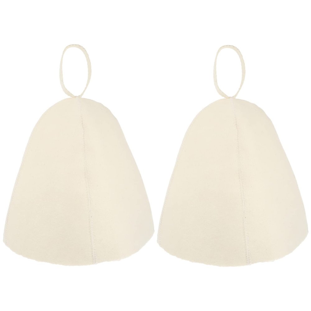 Healvian Sauna Accessories 2Pcs Wool Sauna Hat Russian Sauna Hat Vaporarium Hat Banya Cap Cover Bath Accessories For Sauna Dry Steam Room Accessories White Outdoor Saunas & Parts