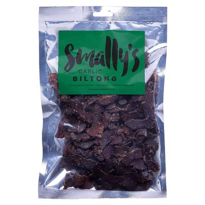 Smally's Biltong Garlic - High Protein Beef Snack, Ready to Eat, Gluten Free, Low Fat, No Added Sugar, No Artificial Colours or Flavours - 500g Pack