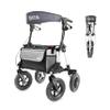 KMINA All Terrain Rollator Walker with Seat (Sturdy Frame), Large 10" Pneumatic Tires, Height Adjustable, Foldable with Basket view 1
