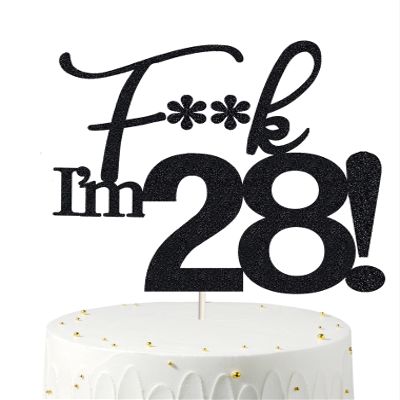 28 Cake Toppers, 28 Birthday Cake Toppers-Black Glitter, Funny 28th Cake Topper for Men,28 Cake Topper For Women, 28th birthday decorations,28th Birthday Cake Topper Twenty eight