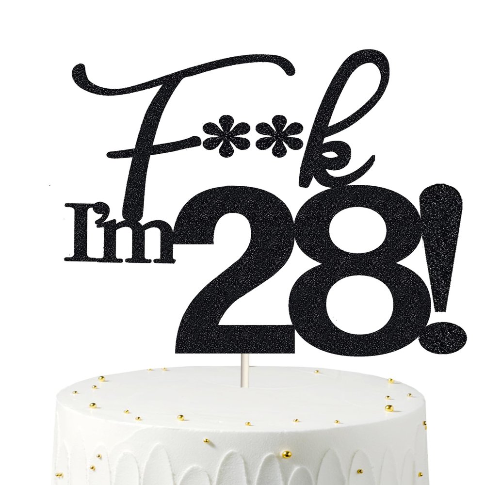 28 Cake Toppers, 28 Birthday Cake Toppers-Black Glitter, Funny 28th Cake Topper for Men,28 Cake Topper For Women, 28th birthday decorations,28th Birthday Cake Topper Twenty eight