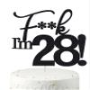28 Cake Toppers, 28 Birthday Cake Toppers-Black Glitter, Funny 28th Cake Topper for Men,28 Cake Topper For Women, 28th birthday decorations,28th Birthday Cake Topper Twenty eight view 1