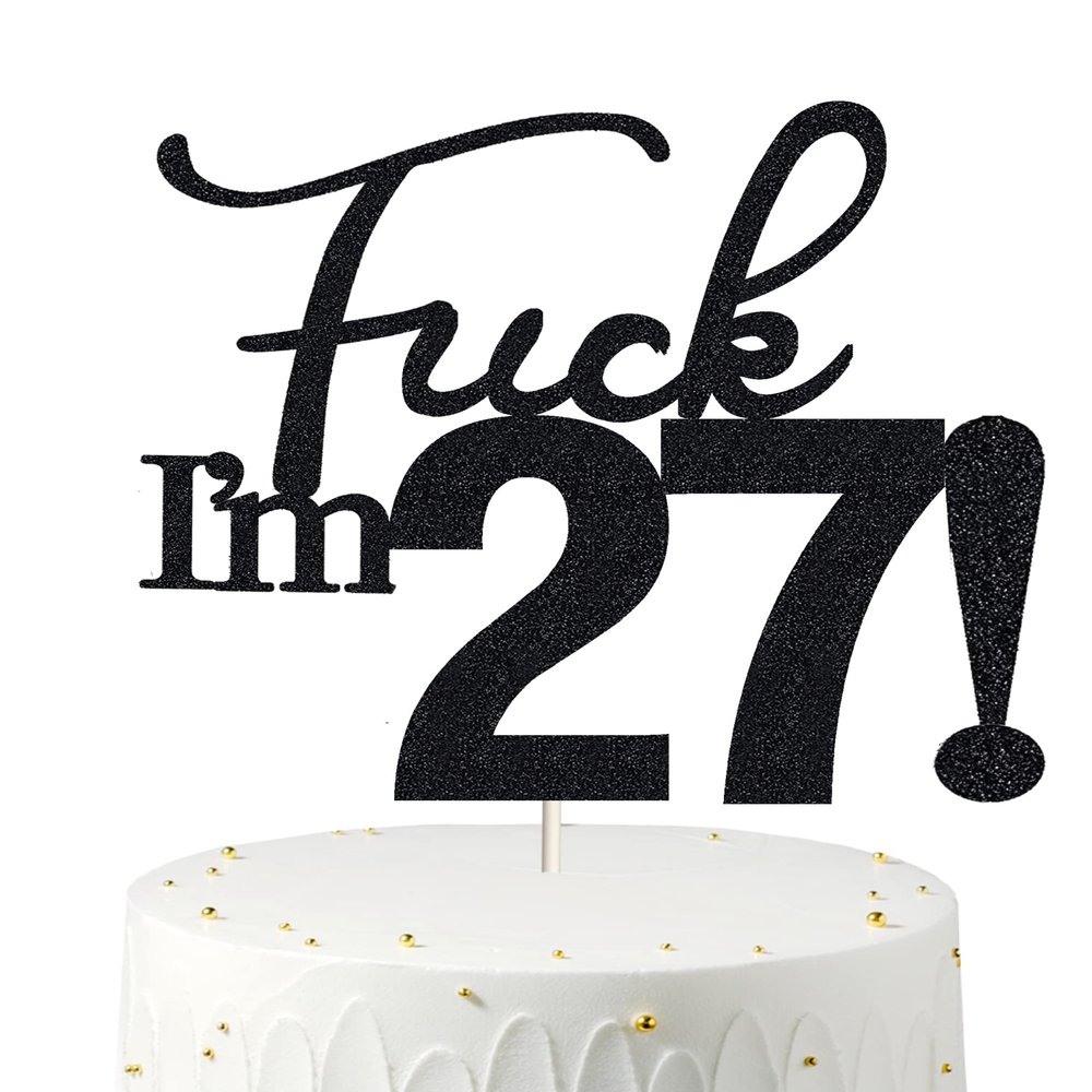 27 Cake Toppers, 27 Birthday Cake Toppers-Black Glitter, Funny 27th Cake Topper for Men,27 Cake Topper For Women, 27th birthday decorations,27th Birthday Cake Topper Twenty seven