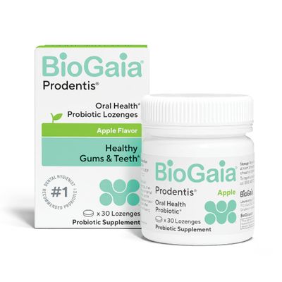 BioGaia Prodentis | Clinically Proven Dental Probiotics for Teeth and Gums | Promotes Good Oral Health & Gut Health Too | Oral Probiotics | 30 Apple-Flavored Lozenges | 1 Pack