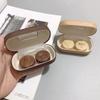 gofidin 2PCS Retro Leather Wood Grain Double Partner Cosmetic Contact Lens Box Large Diameter Leak-proof Storage Myopia Contact Lens Case view 3