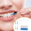 Ouligay 100PCS Dental Brushes Blue Interdental Brushes Dual-Use Silicone Interdental Dental Floss Brushes Disposable Toothpicks Floss Sticks for Braces Oral Cleaning view 2