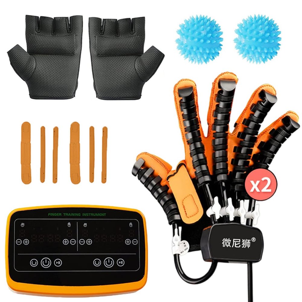 CHHMAELOVE New Rehabilitation Robot Gloves Two-handed Mode, Hand Rehabilitation Equipment USB Chargeable Strength Adjustment, Finger Hand Exercise Equipment,XXL