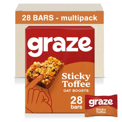 Graze - Healthy Snacks - Vegan Sticky Toffee Cereal & Snack Bars- 28x30g