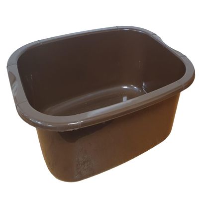 11 Litres Washing Up Bowl Rectangular Plastic Multi-Purpose Basin Mixing Sink Tidy Organizers (Brown)