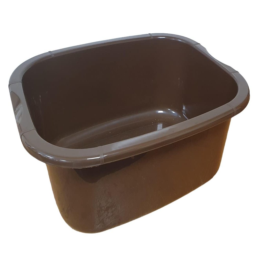 11 Litres Washing Up Bowl Rectangular Plastic Multi-Purpose Basin Mixing Sink Tidy Organizers (Brown)